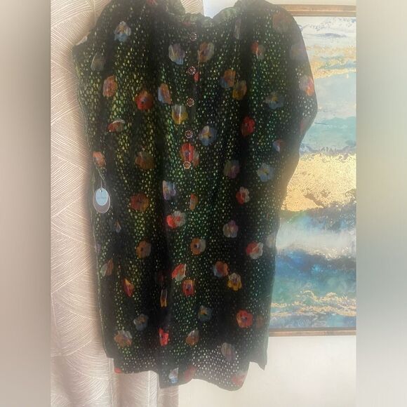Anthropologie Eva Franco Mini Dress Womens Floral Velvet Multicolored Sz XL NWT - Picture 6 of 16